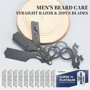 Double Edge Safety Razor Kit-Professional Men's Shaver with 20 Blades & Gift Box,Stainless Steel,Multi-functional for Precise Shaving & Beard Shaping easy replacement smooth shave Ultra-Thin Classic Progressive Sleek Reusable straight metal mens