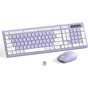 h-1 Wireless Keyboard and Mouse Combo, Full-Sized Wireless Keyboard and Adjustable DPI Mouse, 2.4GHz USB Receiver, Silent Keyboard and Mouse for PC, Windows, MAC, Desktop, Laptop(Purple)
