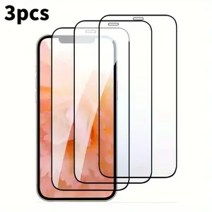 Tempered Glass Screen Protector, 3 Pack, for iPhone 17/16E/15/14/13/12/11/X/XS Pro Max/Pro/Plus/Air, Shockproof Protective Film, Premium Phone Screen Accessories,9H+ Hardness, Aluminum‑Enhanced Durability