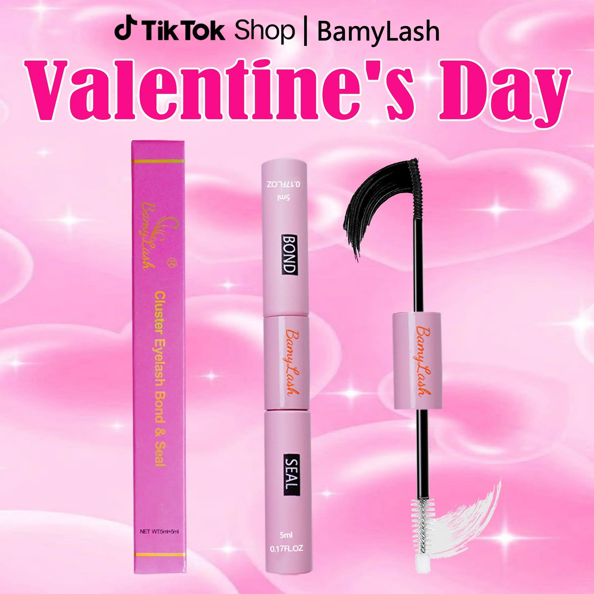 BamyLash Lashes 2 in 1 Waterproof Lash Bond & Seal for Beginner Friend Eye Makeup Glue, Bond & Seal Dual-Layer Eyelash Glue, DIY False Eyelashes Extension tool, Self-Use Lash Adhesive & Sealer, Eyelash Extensions, Eye Makeup Supplies, Eyelash Fixer