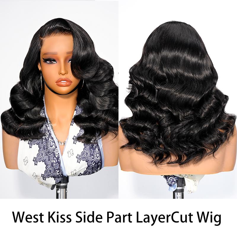 West Kiss 250% Density Right Side Part Glueless LayerCut Wig 6x8 Lace Closure Wig Body Wave Pre Cut Pre Bleached Ready Go Wigs West Kiss 250% Density Right Side Part Glueless LayerCut Wig 6x8 Lace Closure Wig Body Wave Pre Cut Pre Bleached Ready Go Wigs