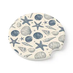 Ocean-Themed Soapstone Car Coaster, Coastal Car Decor, Nautical Gifts, Sea Shell Coasters, Beach Lover Essentials, Marine Life Accessories