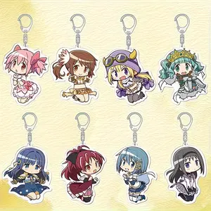Anime Puella Magi Madoka Magica Keychain Kaname Akemi Homura Miki Sayaka Tomoe Mami Kyoko Key Chain - Kawaii Keyrings Birthday Gifts – Cute Acrylic Keychain Charms, Perfect Gift for Fans & Collectors