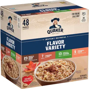 Visit the Quaker Store Quaker Instant Oatmeal, 4 Flavor Variety Pack, Individual Packets, 48 Count