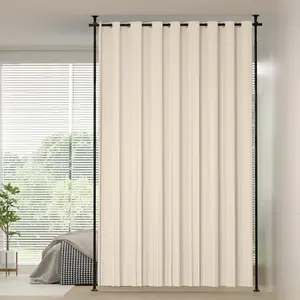 ASMONTER Room Divider Curtain Rod, Floor to Ceiling Freestanding Curtain Rod, Damage Free Divider Rod for Room Separation,Heavy Duty Vertical Curtain Stand 4-10ft (H) 28-73.8inch(W),Black