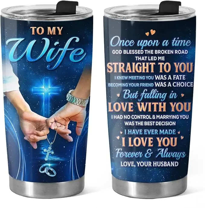 Once Upon A Time Wife Tumbler, Stainless Steel 20oz Tumbler Cups, To My Wife Tumbler, Mothers Day Gifts For Her, Anniversary Birthday Gifts For Wife W