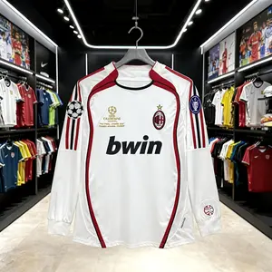 06 07 Away Soccer Jersey KAKA 22# Fan Edition Long Sleeve Jersey White Red