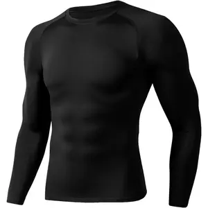 Luxury Premium Men's Wear Compression Shirts for Men - Long Sleeve Black Workout Base Layer Athletic Gym Tops Quick Dry Running Undershirts
