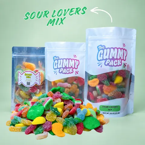 Sour Variety Gummy Mix | 3 Sizes | Sour Bears, Sour Worms, Sour Cherries, Green Apples | Tangy & Fruity Flavors | Chewy, Soft, & Tart | Mango & Sweet Pineapple Gummies | Candy Snack | Top Gift Idea