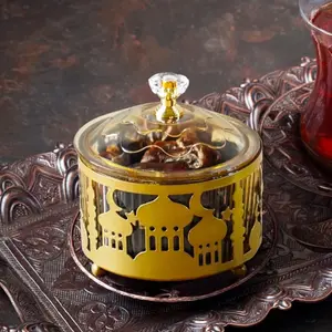 Decorative Tin for Dates, Sweets, and Nuts Gold or Black