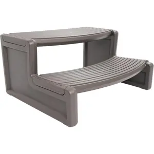 Spa Step Hot Tub 2-Step Universal Outdoor Indoor Step Stool Pool Ladder Slip Resistant Striped - Carbon Gray Plastic