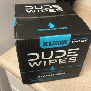 Dude Wipes XL Flushable Wipes - 8ct Fragrance-Free 400 Wipes for Personal Hygiene, Travel, and Home Use Napkin Toilet Disposable