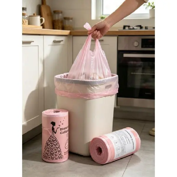 50pcs No-Tear Hanging Drawstring Trash Bags, 45*45cm Large Household Cleaning Bags, Thick Leakproof Disposable Liners for Home Kitchen Toilet Wall-Mounted Bins, Water-Resistant Office Supplies