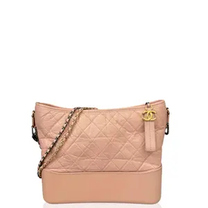 Pre-owned CHANEL Leather Shoulder Bags New Medium Gabrielle Hobo Crumpled Calfskin Pink (mg011226b4)