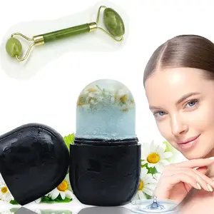 Ice Mold & Jade Roller for Face, Ice Roller for Face & Eye, Beauty Facial Ice & Jade Rollers Ice Holder Mold Face Puffiness Relief Massage Skin Care Tools, Ice Facial Cube Comfort