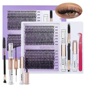 False Eyelashes False Eyelash Kit w/ Eyelash Comb, Individual Cluster Lashes, Natural Look, Black, 280 Wisps