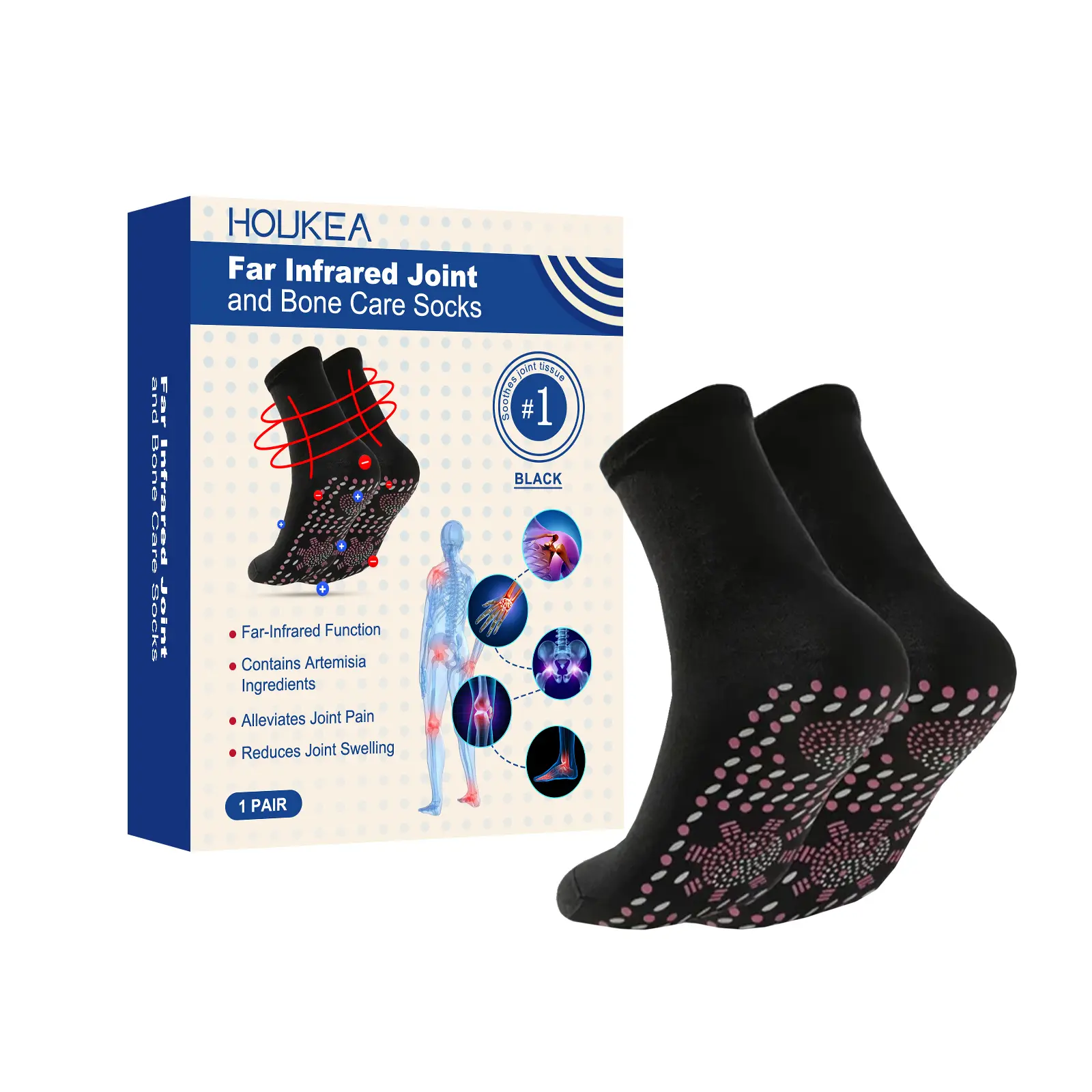 HOUKEA Joint Care Socks, Body Joint Leg & Foot Massage Care Socks, Breathable Comfort Daily Wear Socks