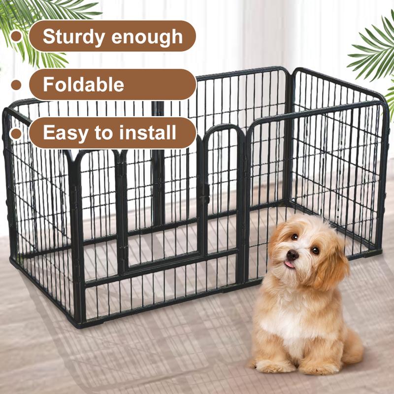 6 Panels Pet Exercise Playpen, Heavy Duty Foldable Dog Puppy Kennel Cage Fence for Small Animals Cat Rabbit, Safe Durable Design
