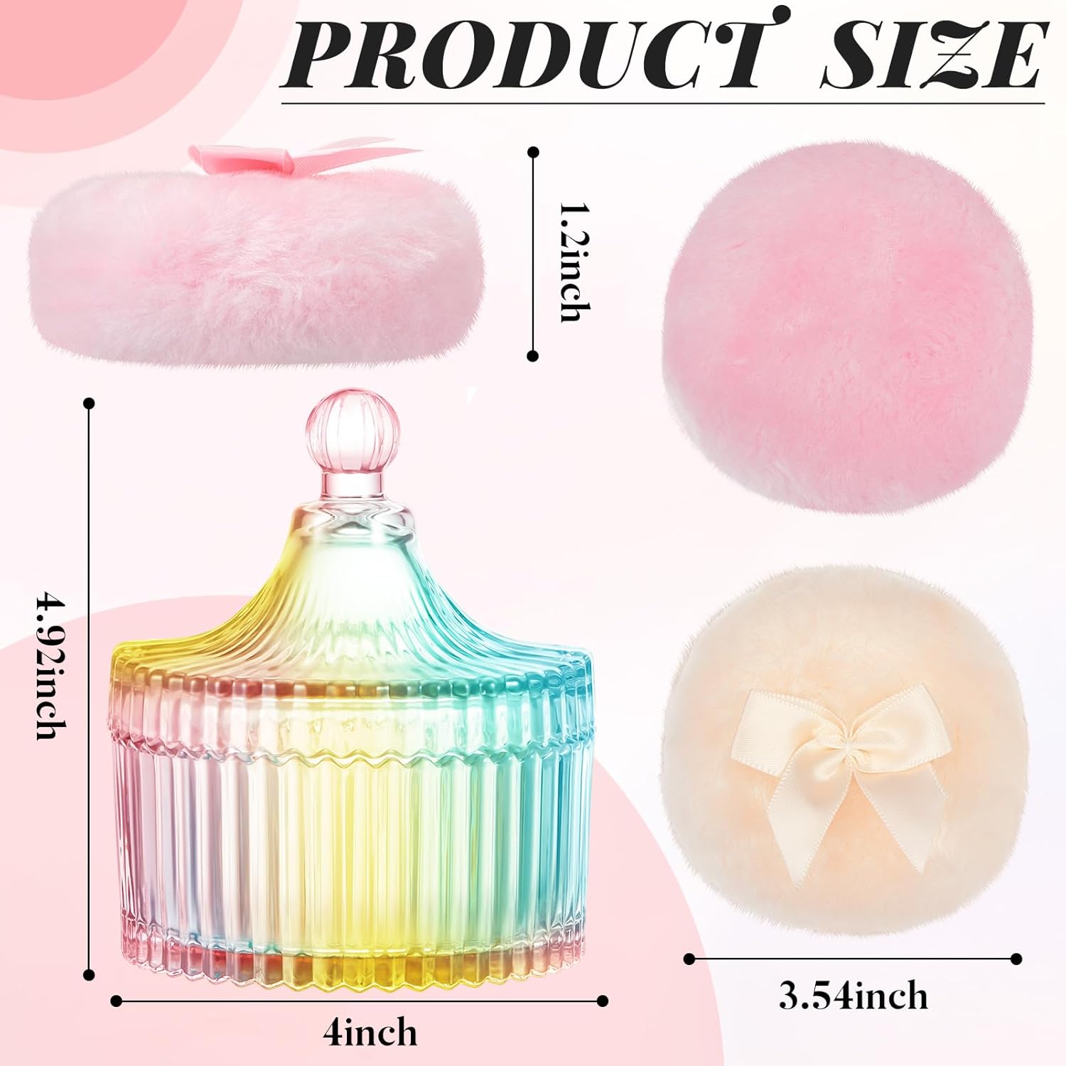 Body Powder Puff and Container, Soft Powder Puff,Glass Box for Dust Puff,Powder Puff for Body Powder,Powder Puff Wet Dry Makeup,Powder Applicator With Case for Dusting Powder Bottles Organiser Canister