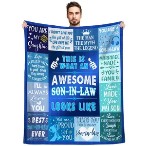 Ultimate Son-in-Law Gift Blanket - Perfect for Christmas & Birthdays, Cozy Flannel Throw from Mother-in-Law & Father-in-Law, Versatile All-Season Use