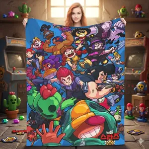 Brawl Stars Blanket Lightweight Throw Blanket Flannel Microfiber Plush Bed Blanket Super Soft Blanket for All Season Skin-friendly Lightweight And Soft