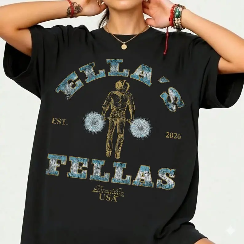Comfort Colors Ella's Fellas Shirt - Retro Western Cowboy T-Shirt, Nashville Bachelorette Party Tee, Custom Cowgirl Squad Shirt, Trendy Southern Style Group Gift