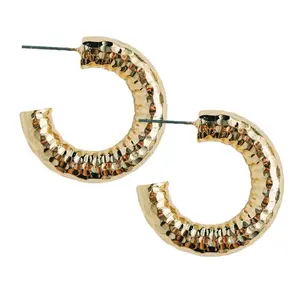 Vero Hammered Gold Hoop Earrings