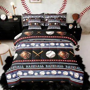 Baseball Comforter Set with Sheets for Kids Boys Girls Sports Theme 7 Pieces Bedding Set Baseball Bat Gloves Bed in a Bag Room Decor Soft Lightweight Microfiber