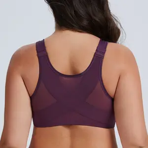 MELENECA Women's Front-Closure Plus-Size Unlined Underwire Back-Support Posture Bra - Plain, Hand Wash Only Basic Seamless Option for Dress Wear, Bras for Women summervibes