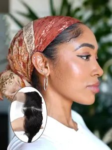 13x4 Lace Hairline Clipless Human Hair Gele Turban Frontal, Lace Front Hairpieces Braids Glueless Topper with Elastic Band 10 inches Full Lace