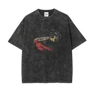 Resident Evil Leon Chainsaw Nightmare S~5XL Oversize Unisex Washed T-Shirt