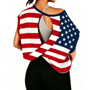 American Flag Cross-Back Shirt for 4th of July