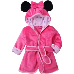 KF5-NG03  Bowknot Hooded Robe Warm Soft Sleepwear Housecoat