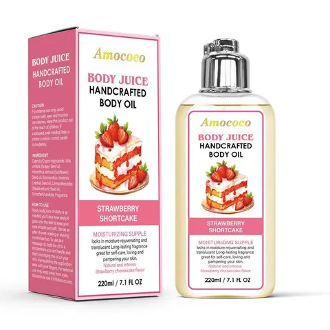 Fragranced Strawberry Cosmetic Whole Body Oil - Nontoxic, Hydrating, Brightening Essence with Natural Oils Blend, Daily Moisturizer for Skin Softness & Moisture (Ideal for Your Body Care Routine)
