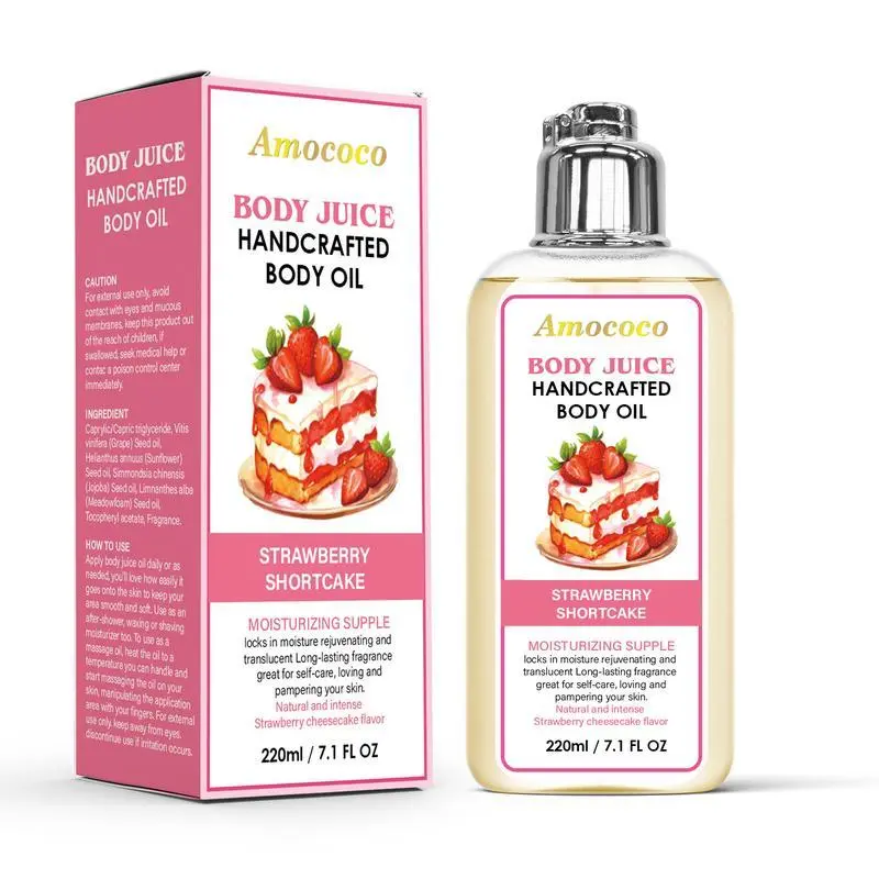 Fragranced Strawberry Cosmetic Whole Body Oil - Nontoxic, Hydrating, Brightening Essence with Natural Oils Blend, Daily Moisturizer for Skin Softness & Moisture (Ideal for Your Body Care Routine)