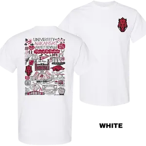 University of Arkansas Campus Map T-shirt – White Razorbacks Tee with Fayetteville Landmarks & Red Hog Logo – Unisex T-shirt Cotton Green