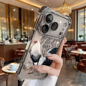 Hand-Painted Gamecock Print Electroplated Case With Four-Corner Airbag Electroplated Featuring A High-Transparent Tpu Back With Reinforced Shock-Absorbent Airbags And Shiny Electroplated Frame For iphone 17 16 15 14 13 12 11 SAMSUNG S25 24 23 22