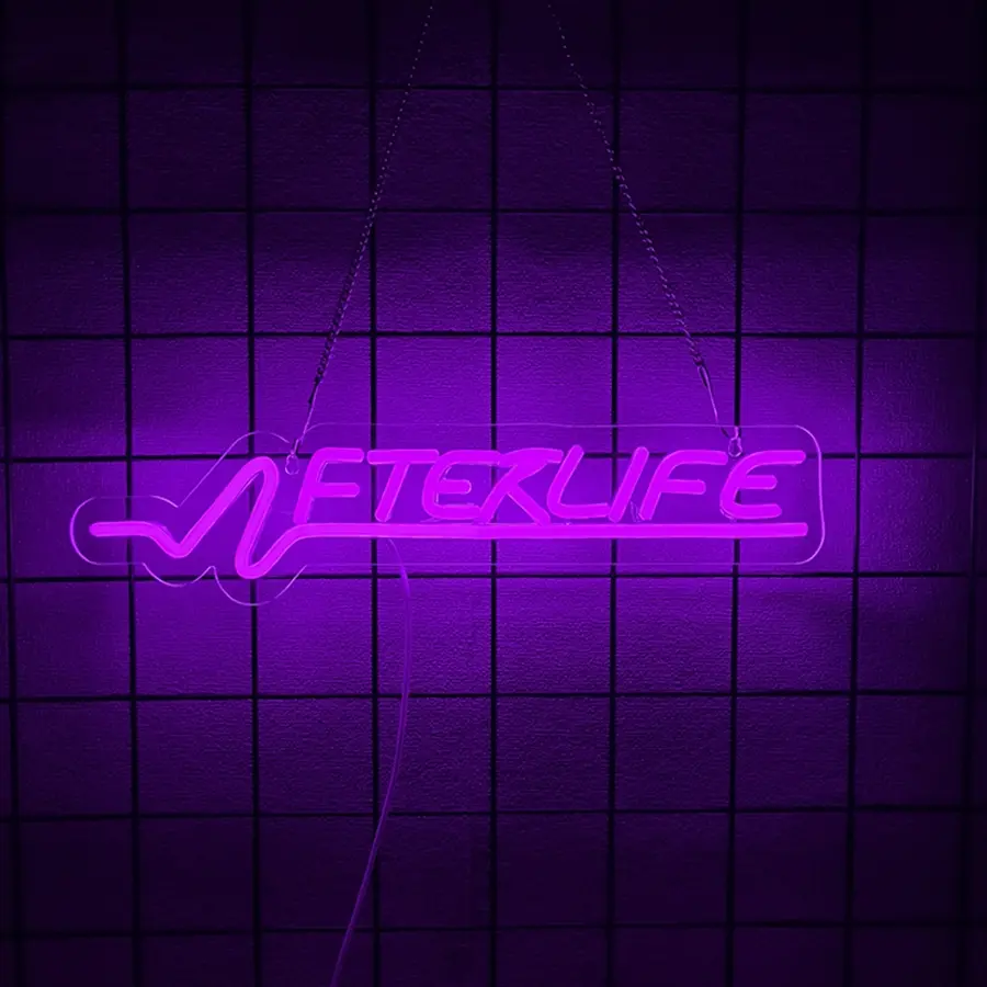 Cyberpunk Neon Sign for Wall Decor,Gaming Led Neon Sign for Man Cave Shooting Game lights for for Gamer Room ,Bedroom,Bar,Birthday,Christmas Decor,Afterlife Neon Light Sign, Indoor Light