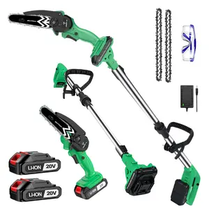 2 in 1 Cordless Pole Saw & Mini Chainsaw with 2 Batteries, Light Weight  Power Electric Polesaw for Tree Trimming, Chain Saw with Extension Pole, 15ft Reach, Limb Branch Cutter Pruner For DIY Project