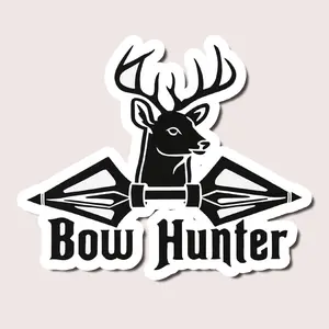 Bow Hunter Deer Archery Sticker, Broadhead Arrowhead Vinyl Decal for Hunting Trucks, Compound Bow Case, Outdoor Sports Gear