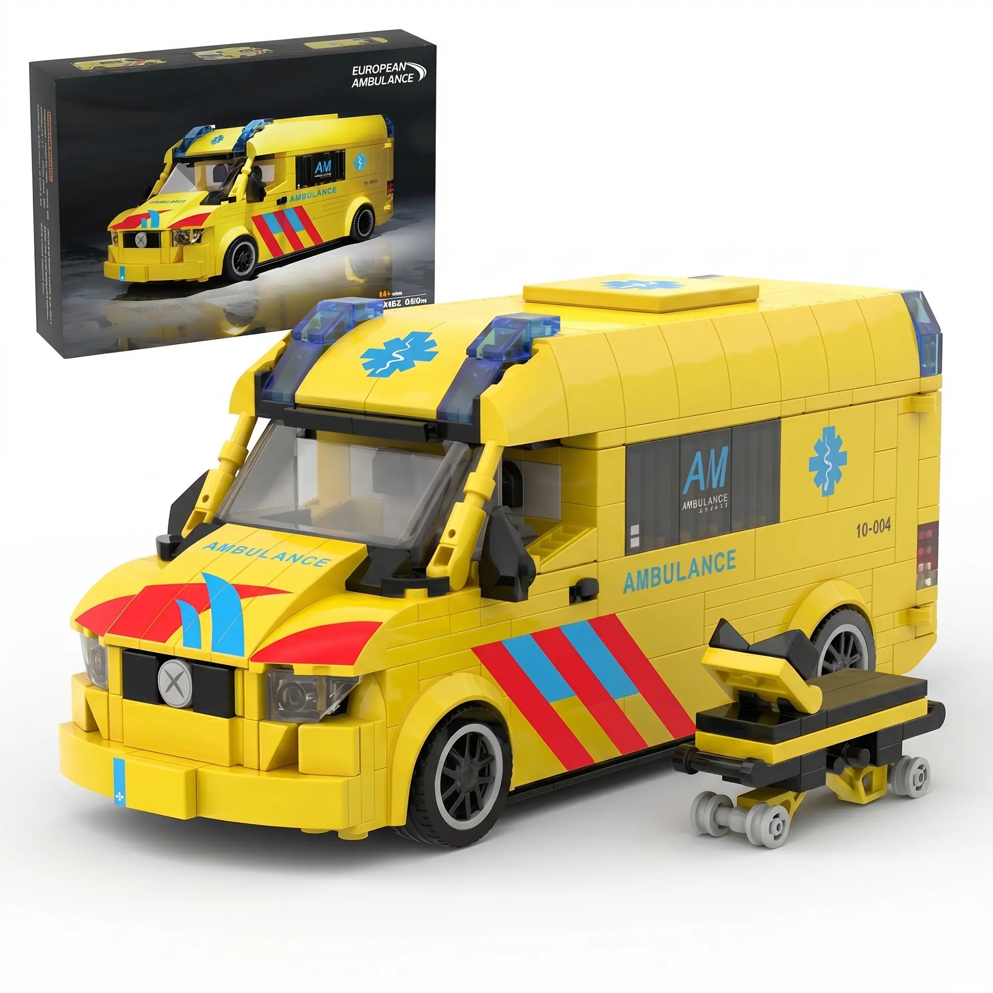 Emergency Rescue Ambulance Building Set, International Medical Vehicle Model, Creative and Satisfying DIY Project, Unique Gift for First Responders, Modern Aesthetic Display for Office or Workspace, 618 Pieces, Fully Detailed Interior, Functional Side Doo
