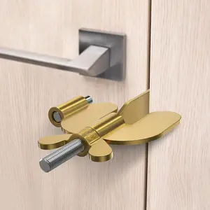 【Gold】Portable Door Lock Home Security Door Locker Travel Lockdown Locks for Additional Safety and Privacy Perfect for Traveling Hotel Home Apartment College