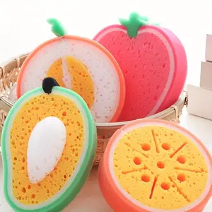 4pcs Fruit Pattern Thickened Sponge Scouring Pad, Multi-Functional Cleaning Dishwashing Sponges