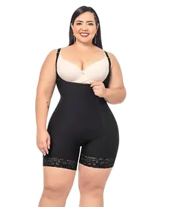 Forma Tu Cuerpo Women's Shapewear Open Bust Bodysuit - Mid-Thigh Length, Adjustable Straps, Lateral Zipper - Beige, Black (O-010/O-016)