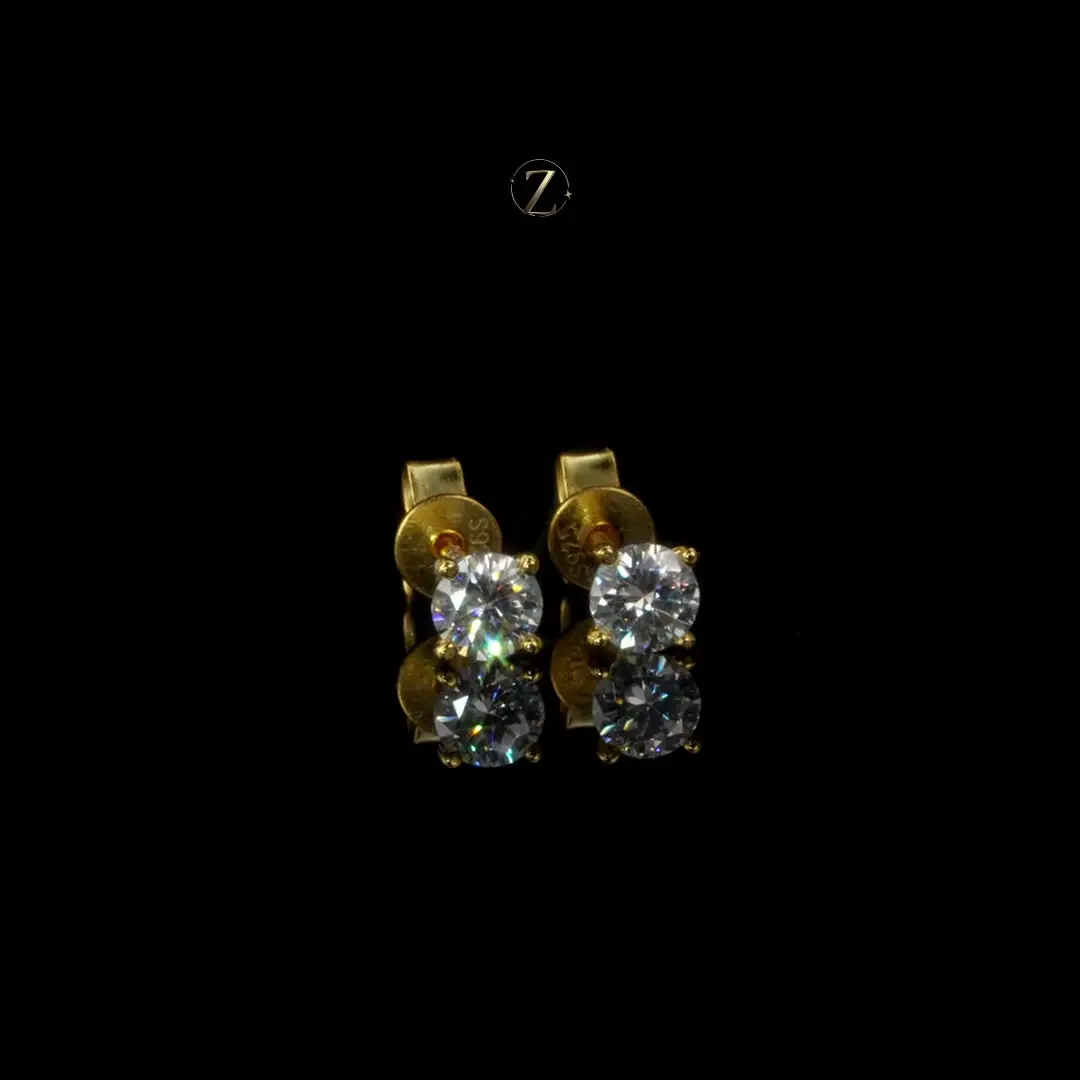 Aurora Zovelle | 0.6CT Total Moissanite Stud Earrings | D Color VVS1+ | Gold-Plated Sterling Silver | GRA Certified | Gift for Her
