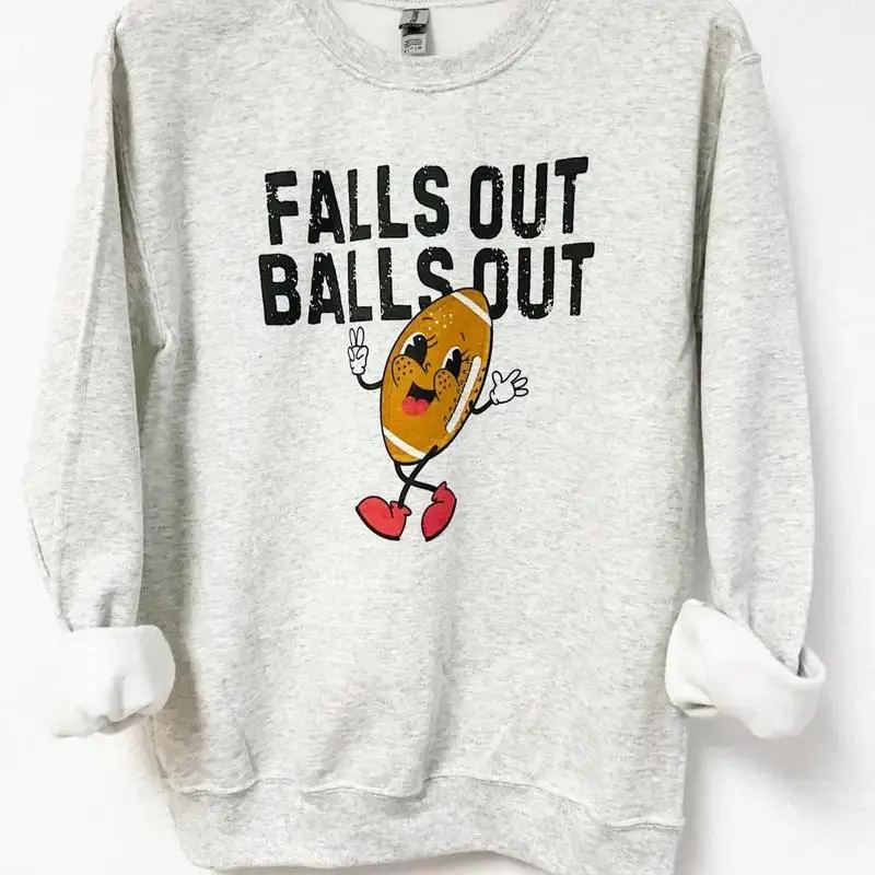 Football Falls Out Balls Out Sweatshirt, Vintage Sports Humor Pullovers, Gameday Apparel, Fashion For All