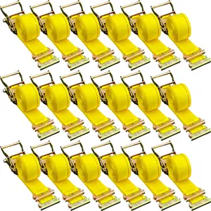E-Track Ratchet Strap Kit, 18-Piece 2-Inch By 15-Foot Straps, 4,400 Lbs Breaking Strength, Polyester Webbing With Spring Fittings And Ratchets, Durable Tie-Down Straps For Motorcycles, Tires, Trailers And Loads