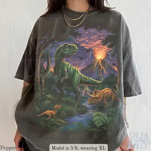 Comfort Colors Vintage Jurassic Dinosaur 90s Graphic T-Shirt, Retro T-Rex & Triceratops Shirt, 90s Prehistoric Graphic Tee, Dino Top, Nostalgia Nature Gift
