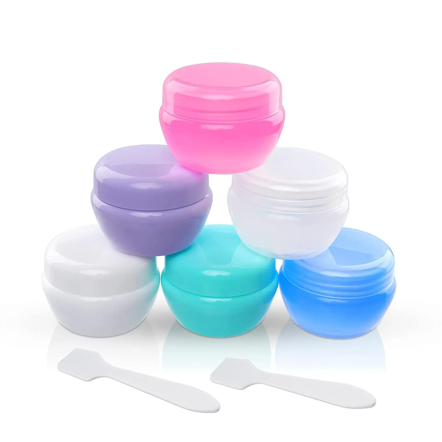 6-Count Small Plastic Travel Jars & Bottles Pack - TSA Approved Refillable Canister Containers, Leak-Proof Lids for Lotion, Cream, Makeup