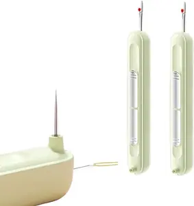 2Pcs Plug-in Needle Threader, 2 in 1 Threading and Thread Removal Tools, Stretchable Remover Needle Threading Tool for Hand Sewing Knitting Craft Quilting Supplies Seamless Stitching